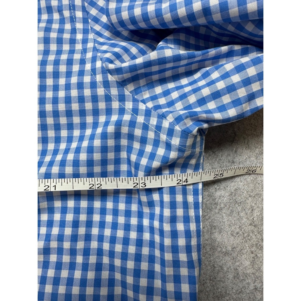L.L. BEAN Men's L TALL Traditional Blue Gingham Short Sleeve Button Down Shirt - Picture 9 of 11